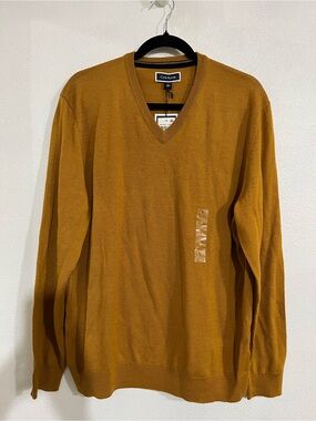 Club Room Men’s V-Neck Sweater in Mustard Gold